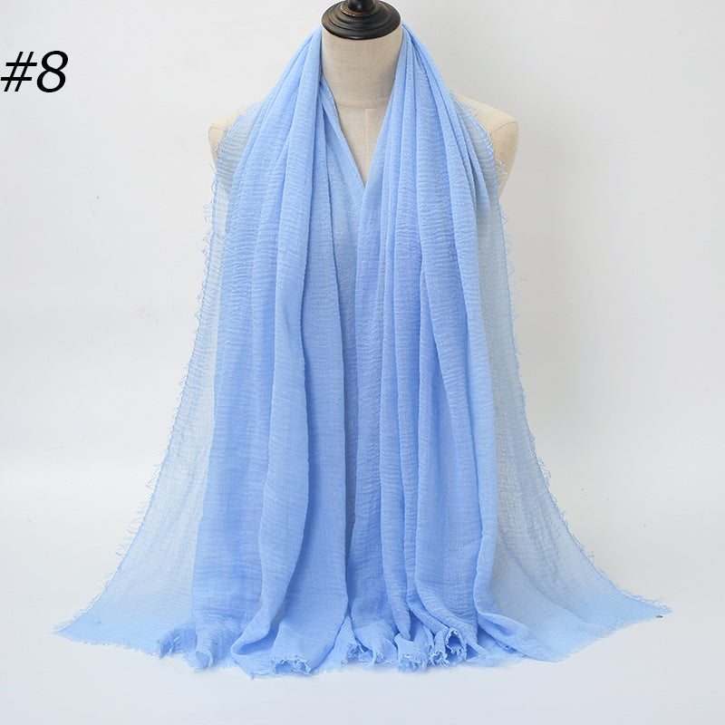 87 Color Big Size Skin Scarf Plain Muslim Crinkle Cotton Hijab for Women