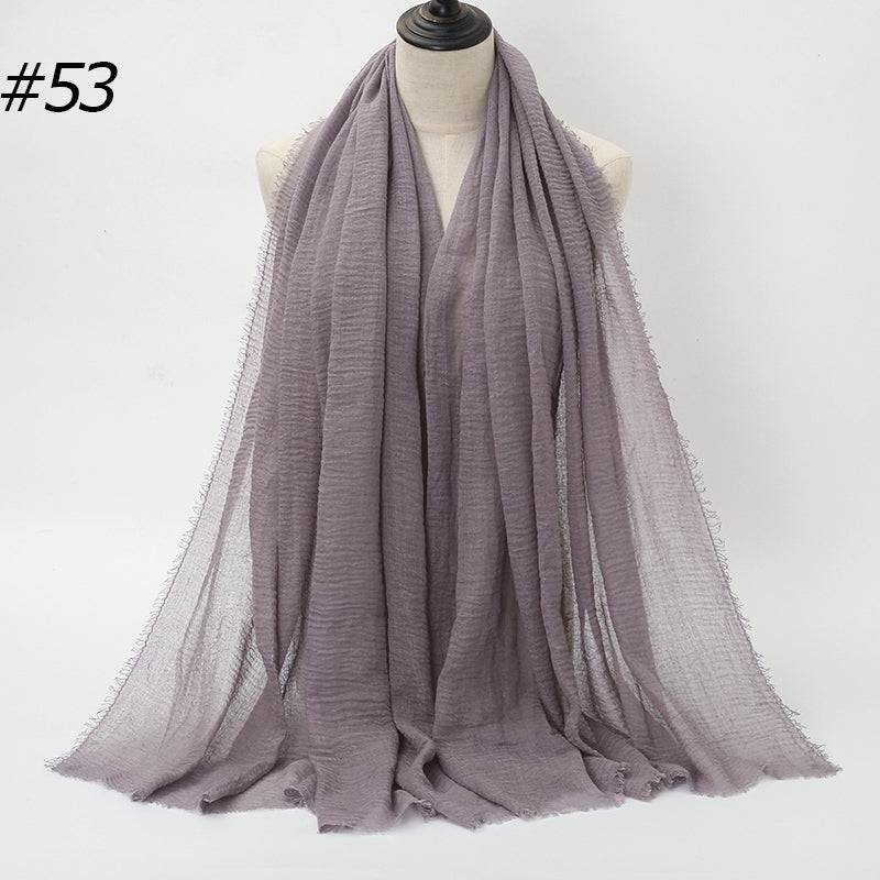87 Color Big Size Skin Scarf Plain Muslim Crinkle Cotton Hijab for Women