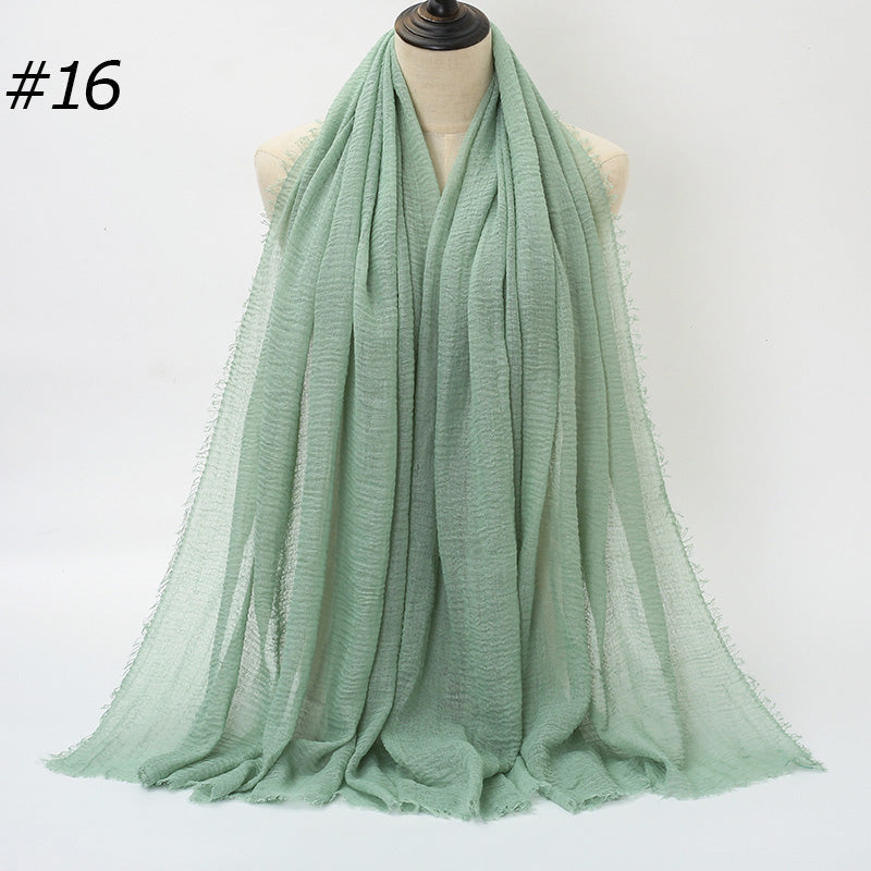 87 Color Big Size Skin Scarf Plain Muslim Crinkle Cotton Hijab for Women