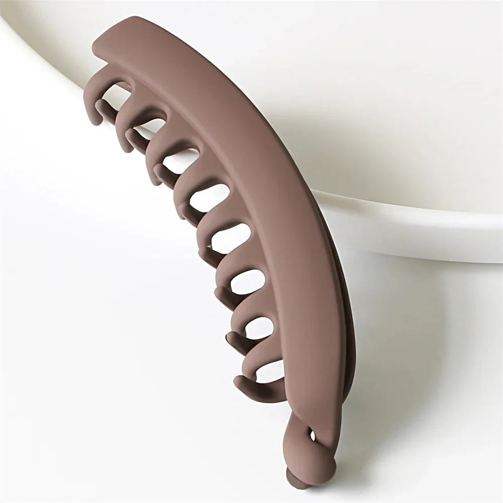 Frosted Solid Color Banana Hair Clips β Fashion Ponytail Barrettes & Hair Claws for Women
