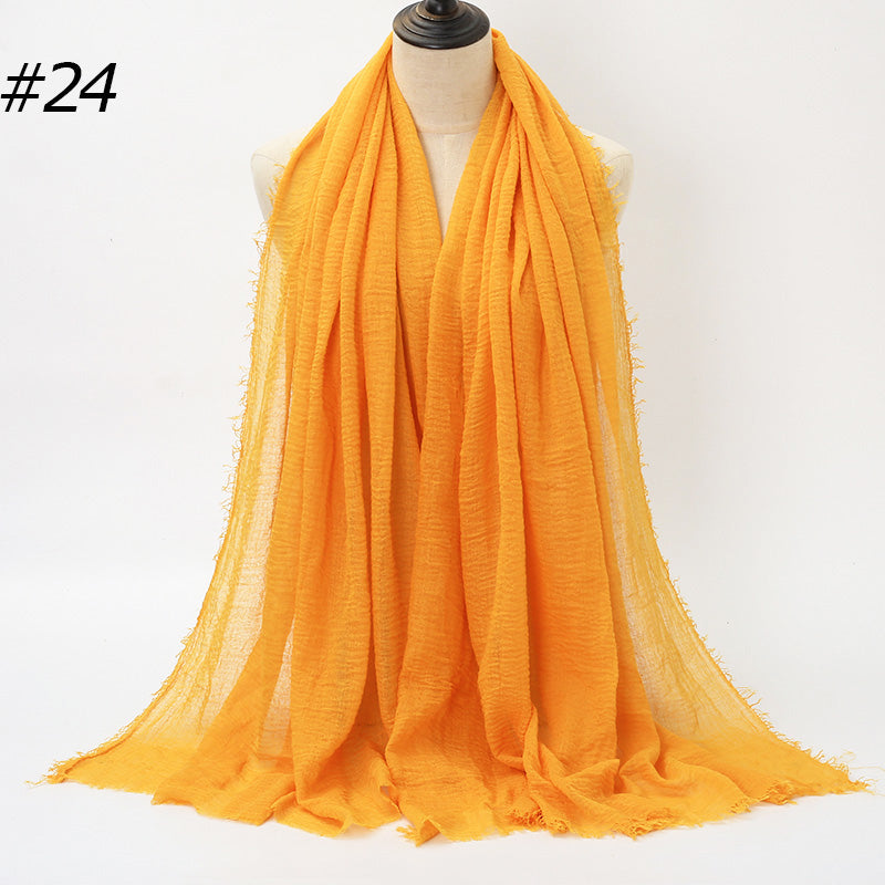 87 Color Big Size Skin Scarf Plain Muslim Crinkle Cotton Hijab for Women