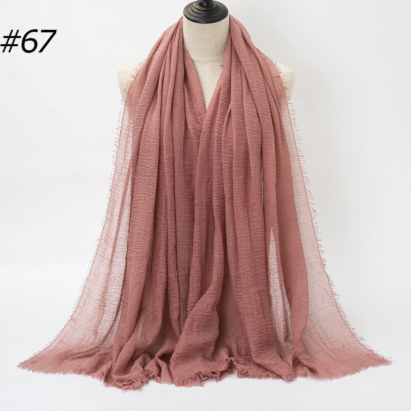 87 Color Big Size Skin Scarf Plain Muslim Crinkle Cotton Hijab for Women