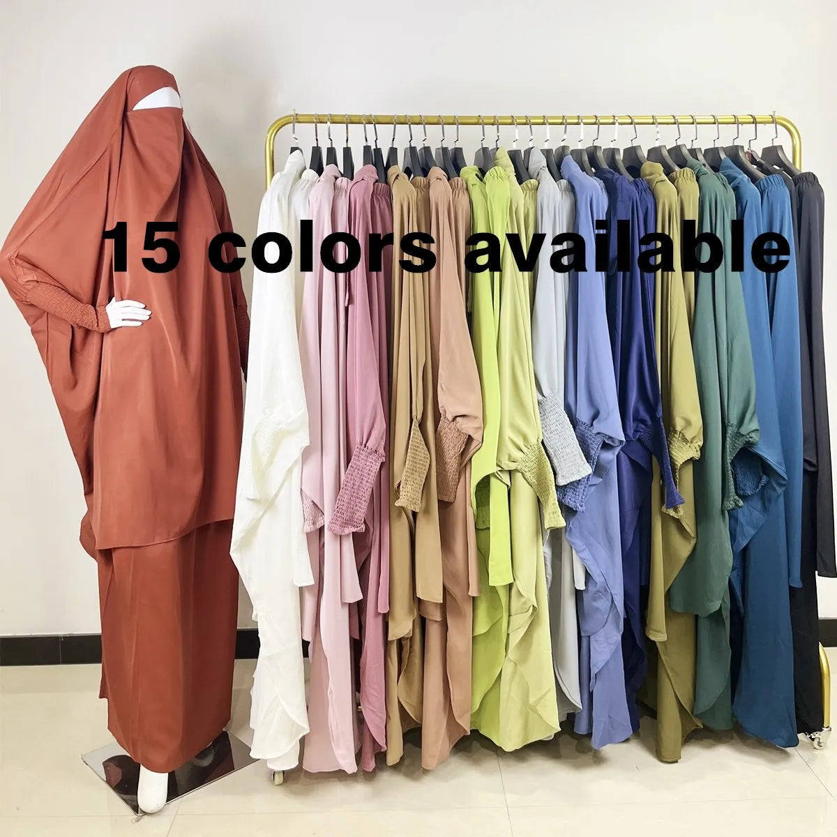 Slim Modest Hidjab Robe Muslim Khimar Hijab Prayer Dress Jilbab Abaya 2 Piece EID Mujer Wholesale in Uk Dress for Muslim Women