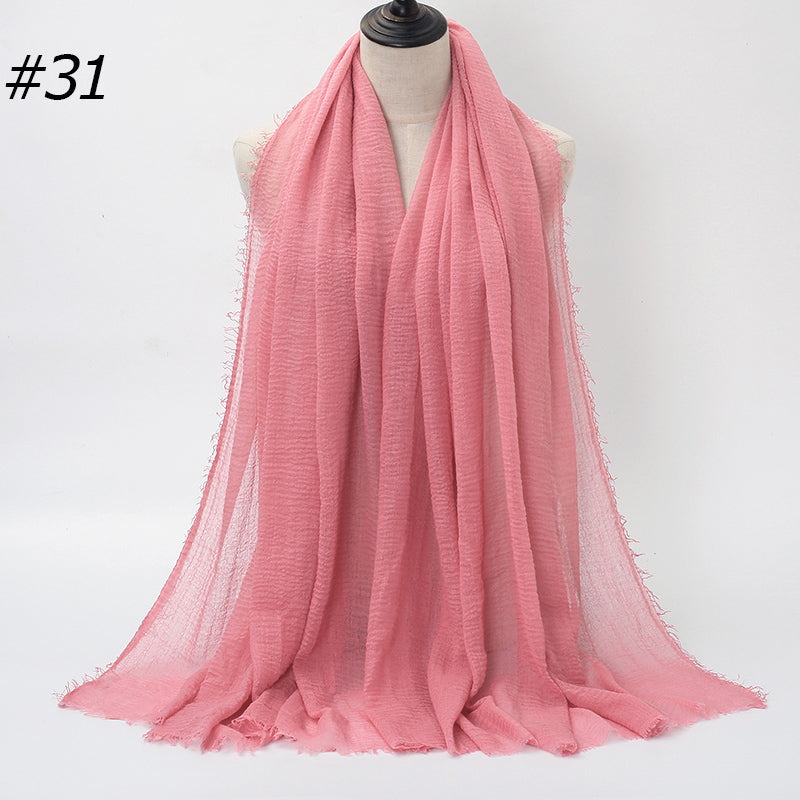 87 Color Big Size Skin Scarf Plain Muslim Crinkle Cotton Hijab for Women