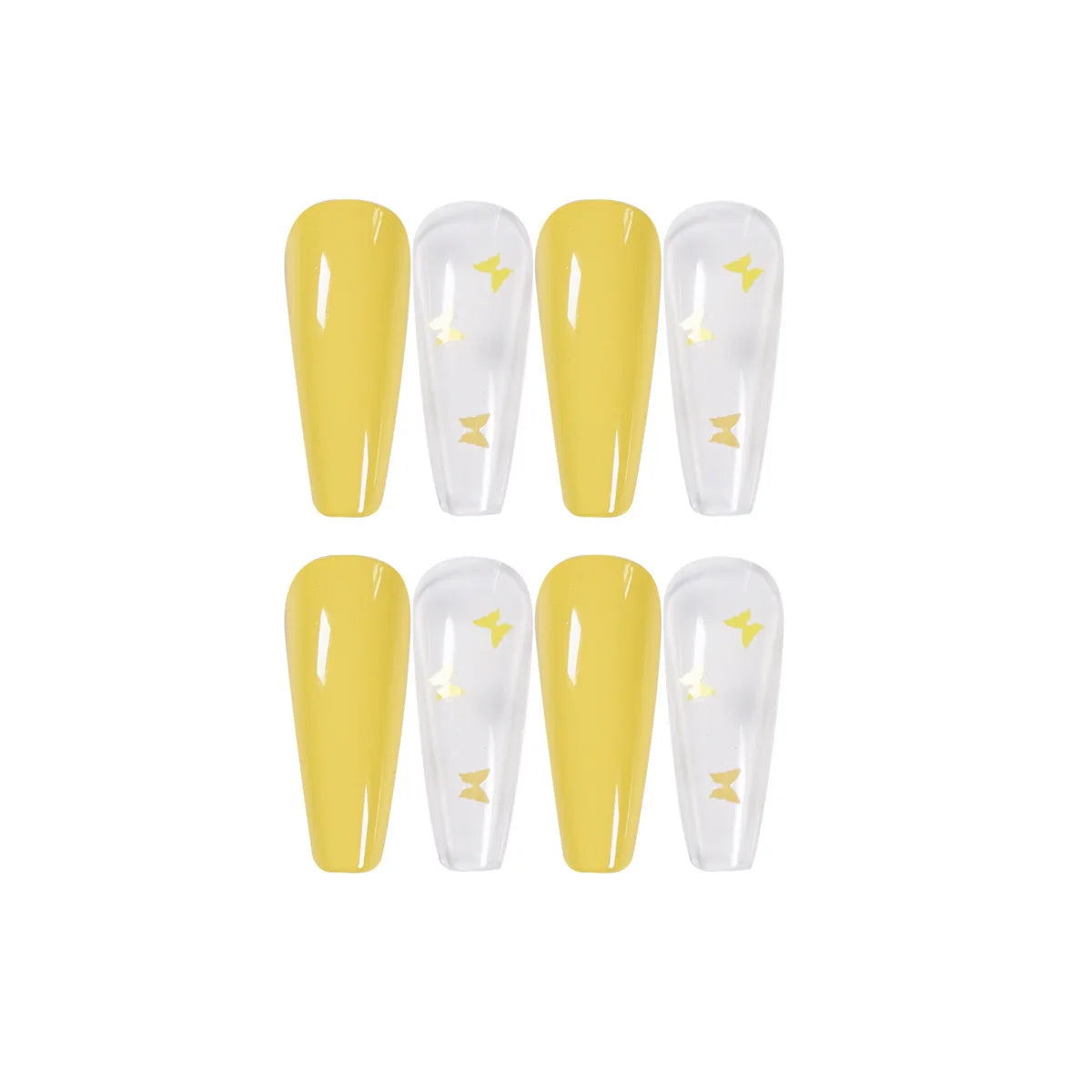 Yellow Press on Nails With Butterfly Printing Reliable Quality and Favorable Price OEM Service Wholesale