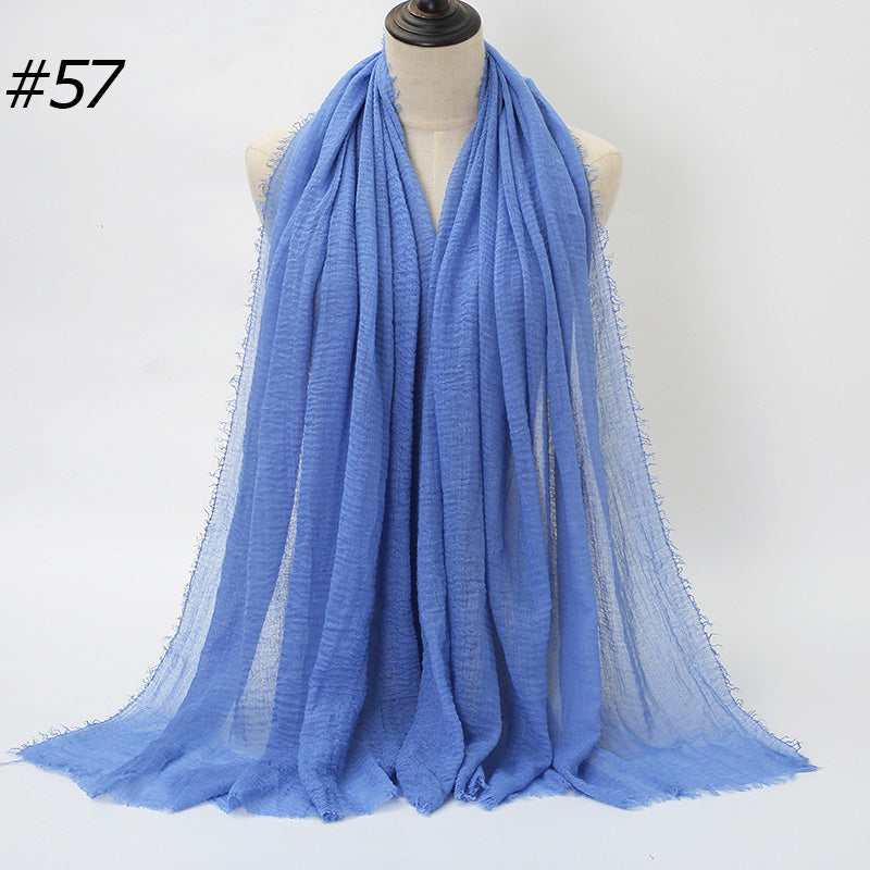 87 Color Big Size Skin Scarf Plain Muslim Crinkle Cotton Hijab for Women