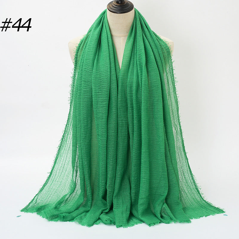 87 Color Big Size Skin Scarf Plain Muslim Crinkle Cotton Hijab for Women