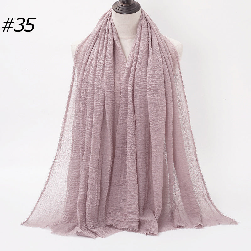 87 Color Big Size Skin Scarf Plain Muslim Crinkle Cotton Hijab for Women