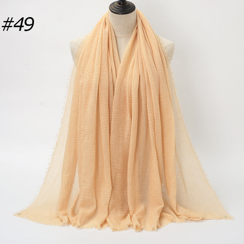 87 Color Big Size Skin Scarf Plain Muslim Crinkle Cotton Hijab for Women