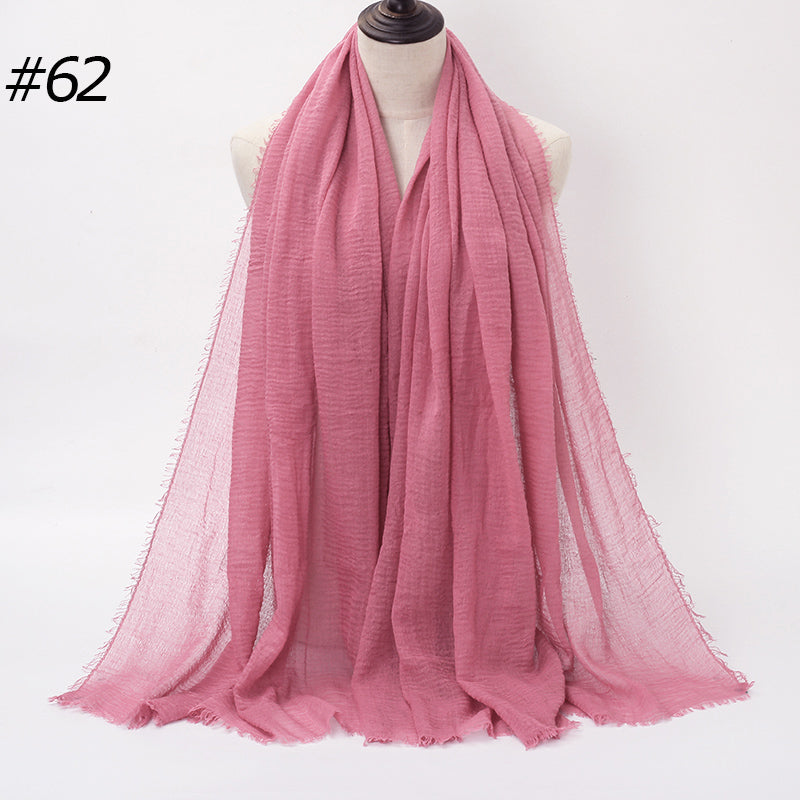 87 Color Big Size Skin Scarf Plain Muslim Crinkle Cotton Hijab for Women