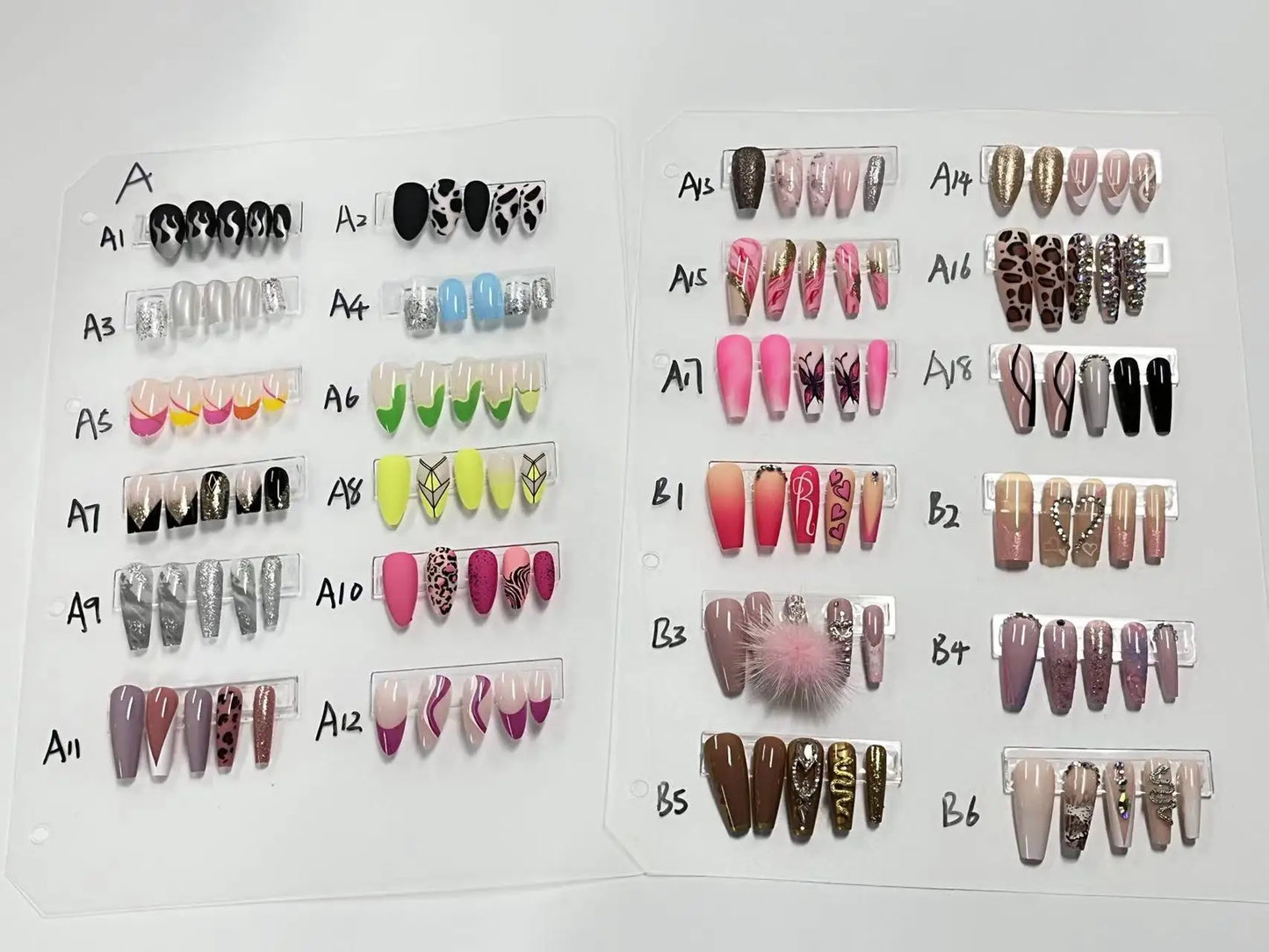 Wholesale Lovely Solid Color Long False Nails With Glue Colorful Press on Nails