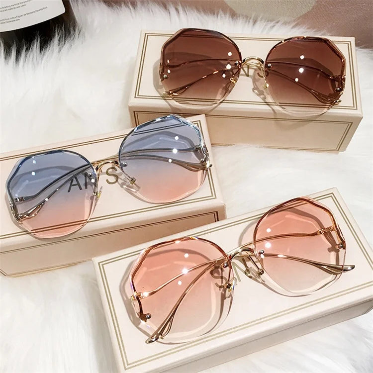 Custom Logo Luxury Polygon Resin Lens Cut Out Edge Sun Glasses Oversize Gradient Colorful Designer Sunglasses for Men Wom