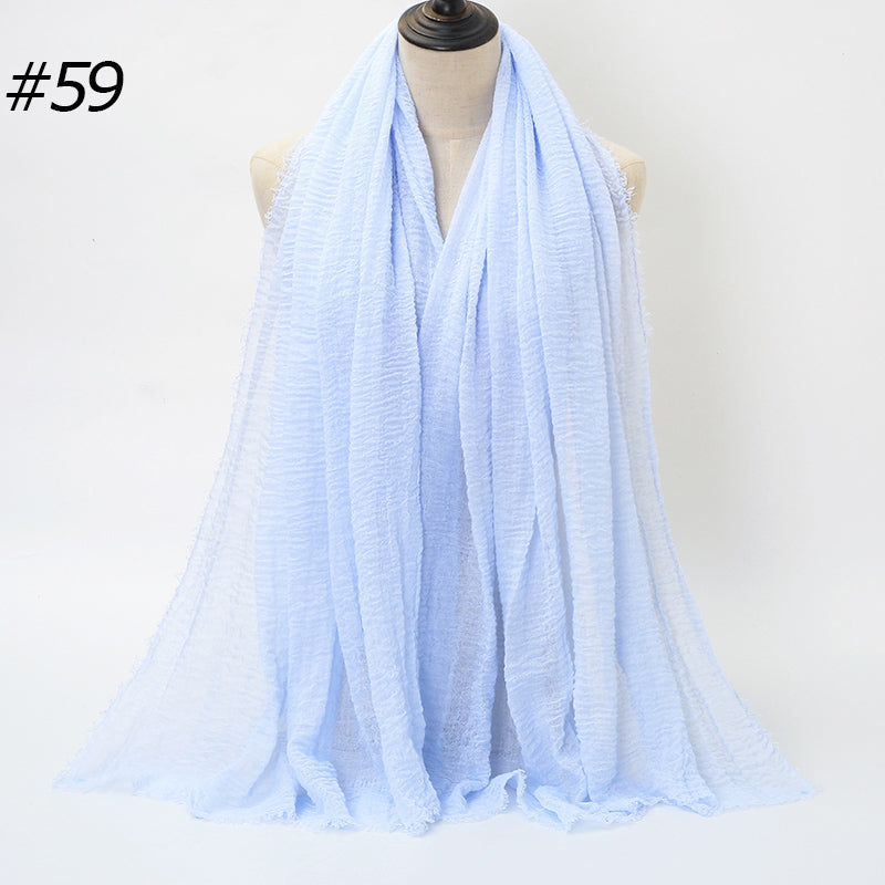 87 Color Big Size Skin Scarf Plain Muslim Crinkle Cotton Hijab for Women