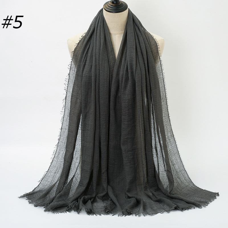 87 Color Big Size Skin Scarf Plain Muslim Crinkle Cotton Hijab for Women