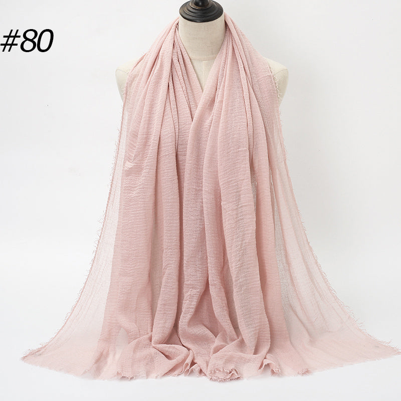 87 Color Big Size Skin Scarf Plain Muslim Crinkle Cotton Hijab for Women