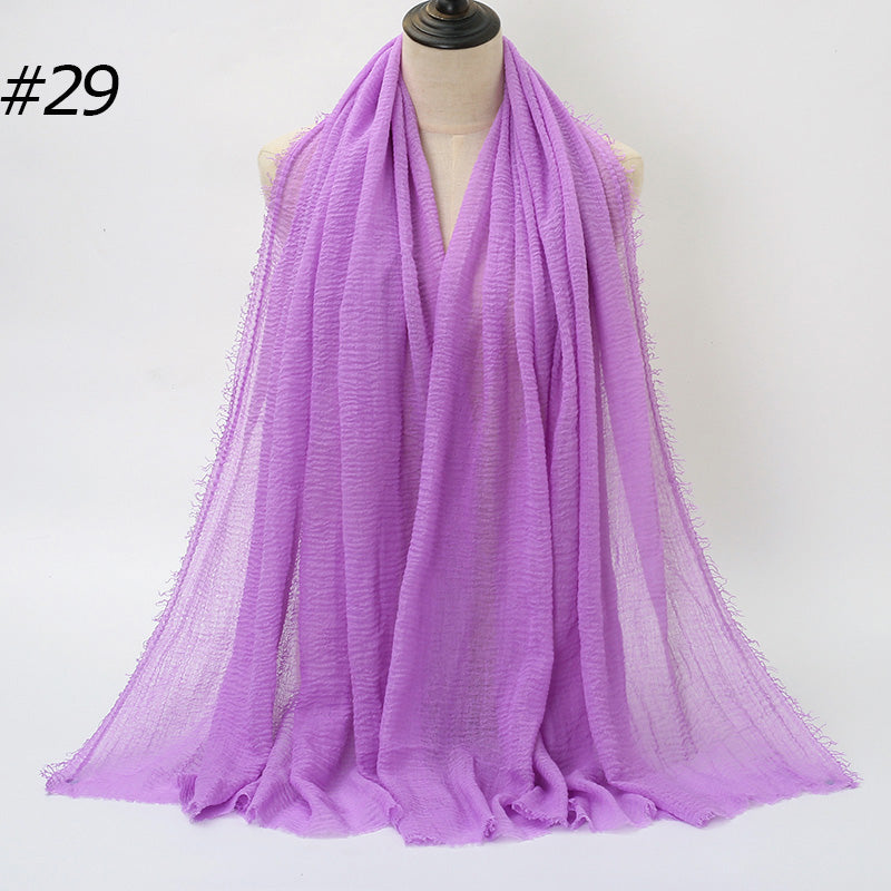 87 Color Big Size Skin Scarf Plain Muslim Crinkle Cotton Hijab for Women