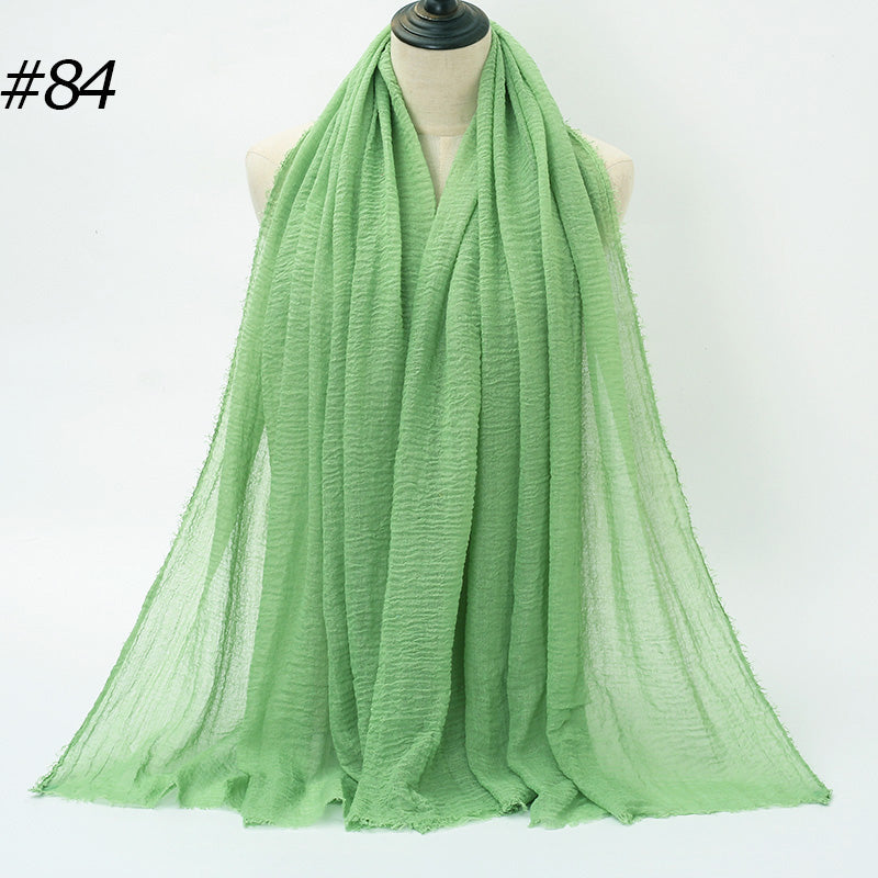 87 Color Big Size Skin Scarf Plain Muslim Crinkle Cotton Hijab for Women