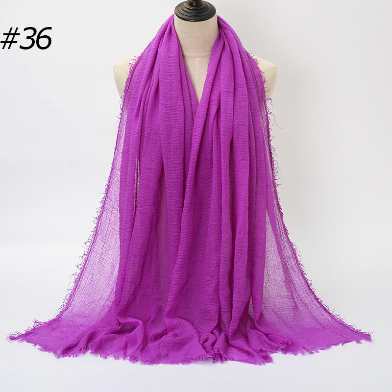 87 Color Big Size Skin Scarf Plain Muslim Crinkle Cotton Hijab for Women