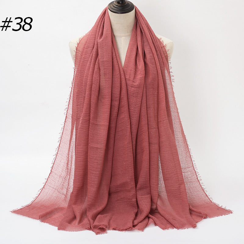 87 Color Big Size Skin Scarf Plain Muslim Crinkle Cotton Hijab for Women