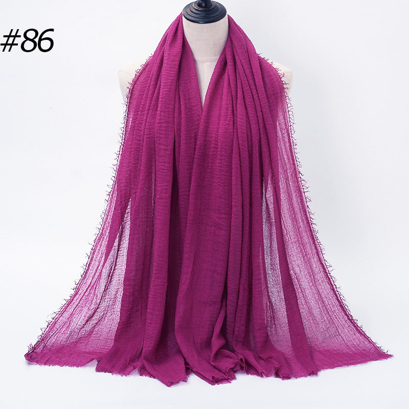 87 Color Big Size Skin Scarf Plain Muslim Crinkle Cotton Hijab for Women