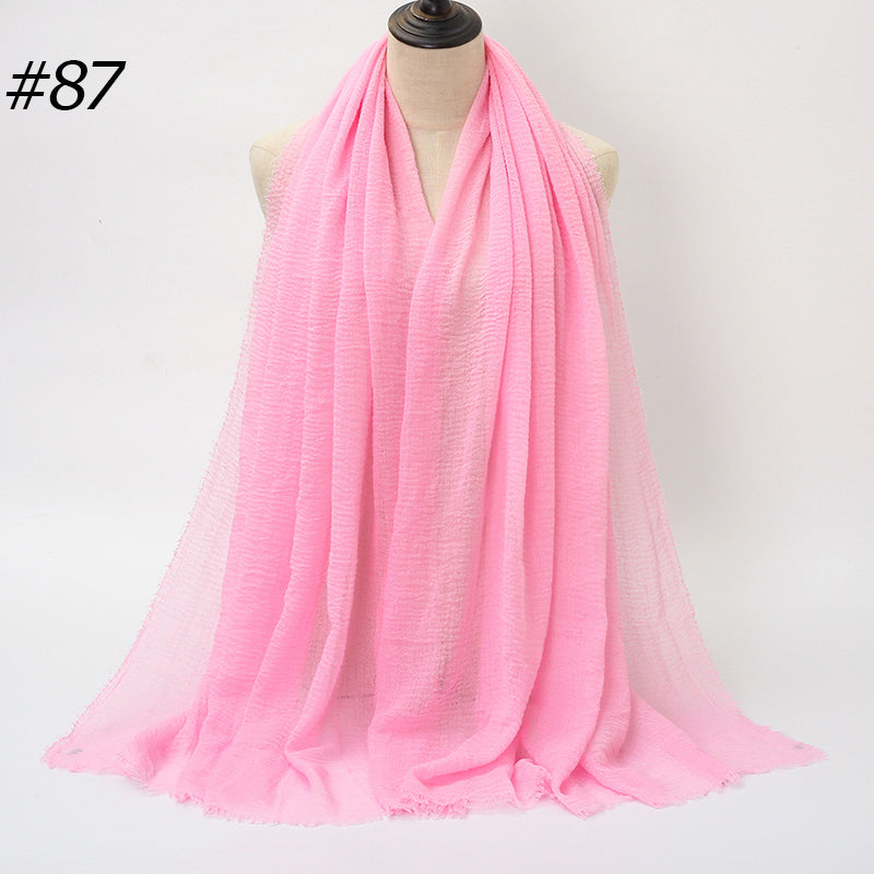 87 Color Big Size Skin Scarf Plain Muslim Crinkle Cotton Hijab for Women