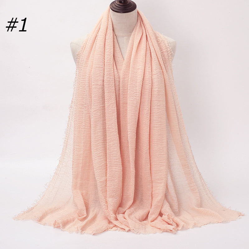 87 Color Big Size Skin Scarf Plain Muslim Crinkle Cotton Hijab for Women