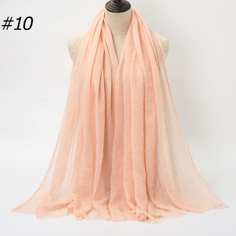 87 Color Big Size Skin Scarf Plain Muslim Crinkle Cotton Hijab for Women