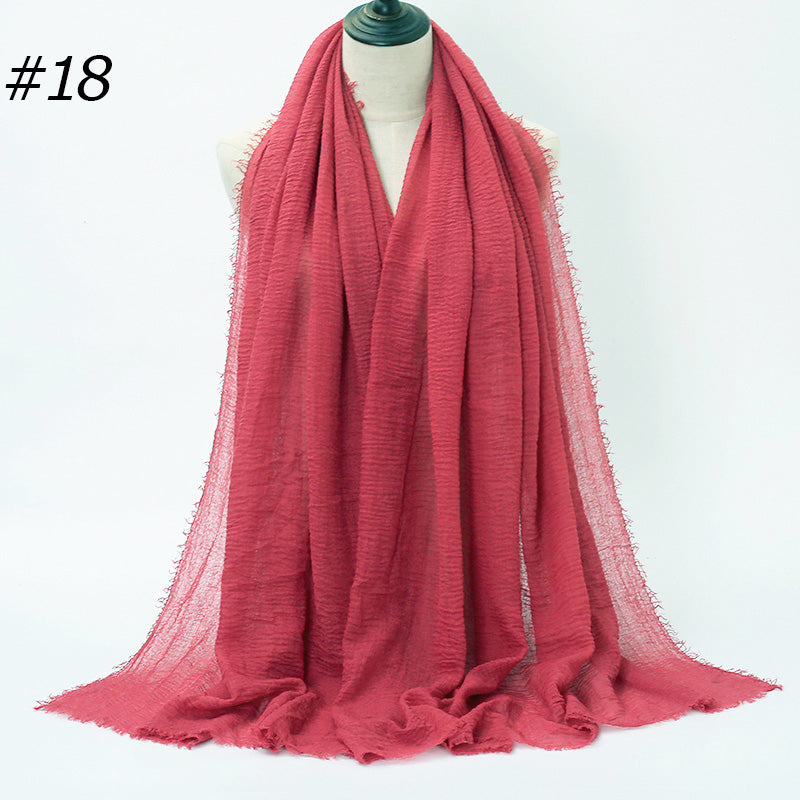 87 Color Big Size Skin Scarf Plain Muslim Crinkle Cotton Hijab for Women