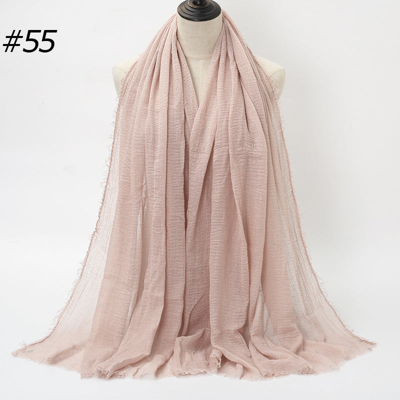 87 Color Big Size Skin Scarf Plain Muslim Crinkle Cotton Hijab for Women