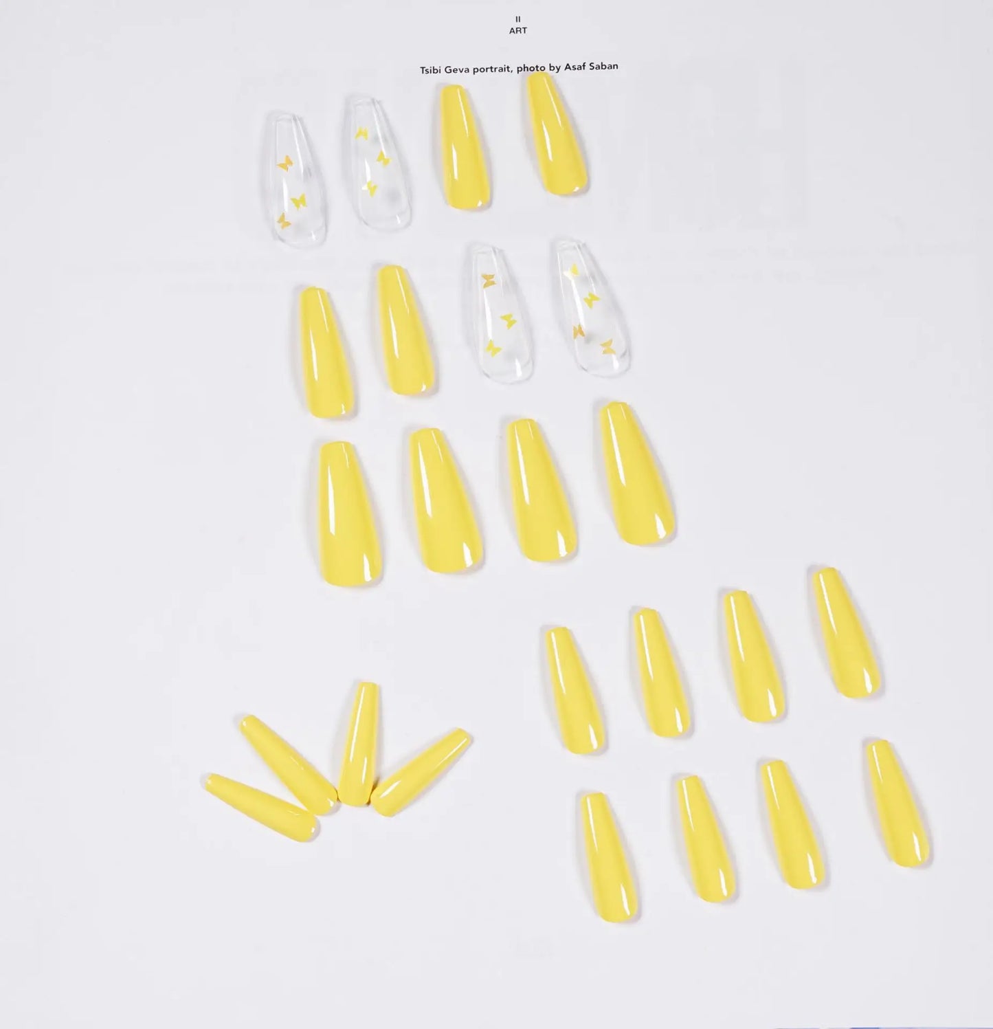 Yellow Press on Nails With Butterfly Printing Reliable Quality and Favorable Price OEM Service Wholesale