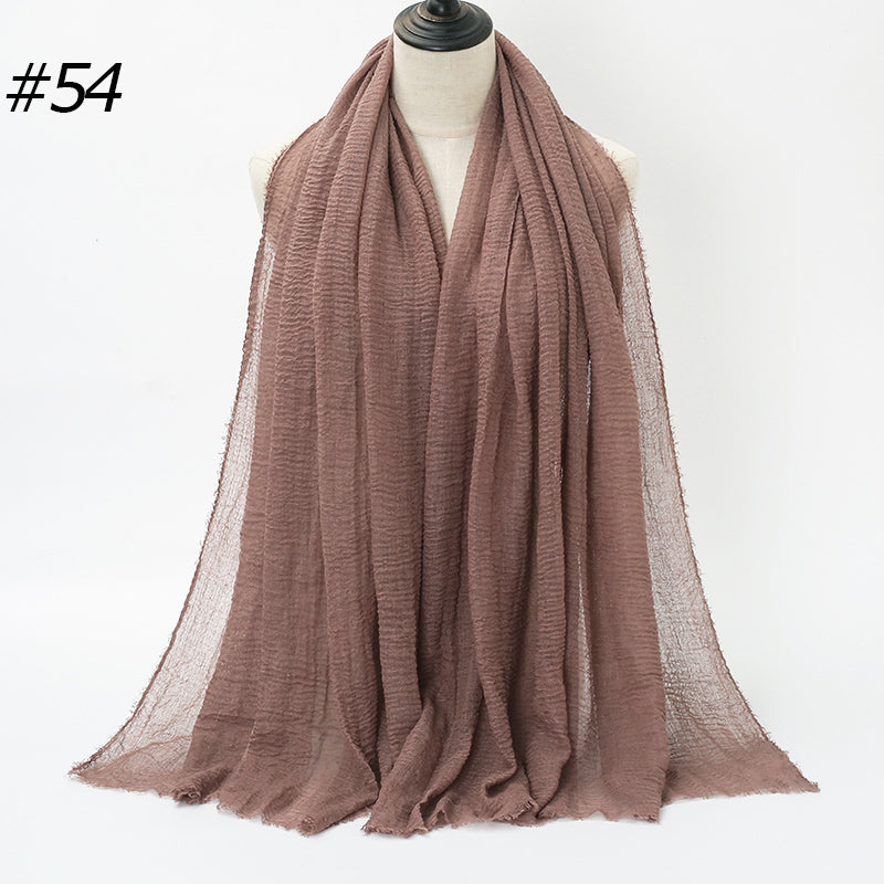 87 Color Big Size Skin Scarf Plain Muslim Crinkle Cotton Hijab for Women